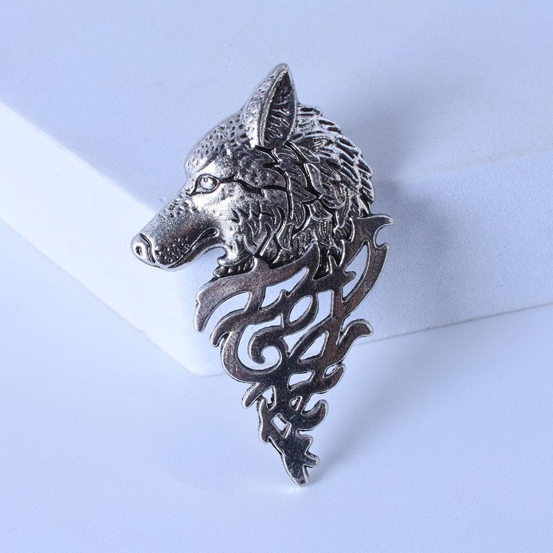 Men's Retro Wolf Head Lapel Pin Brooch - European and American Style Fashion Accessory