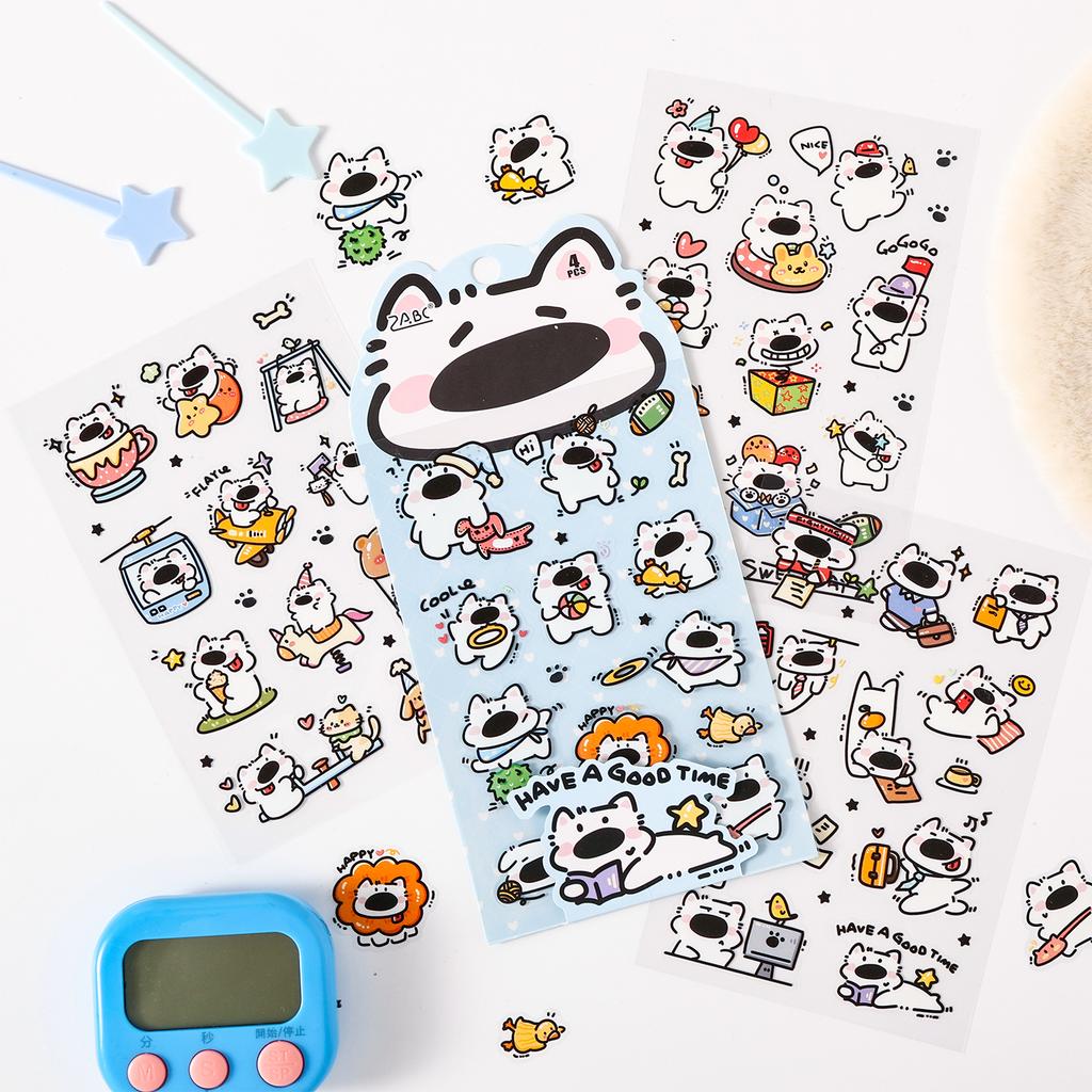4sheets Cute Dog Companion Series Fun Cartoon Decoration Die Cut Stickers DIY Scrapbook Aesthetics Stationery Stickers
