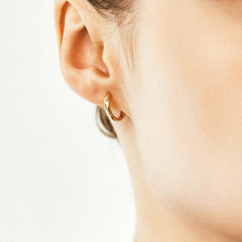 LUNNE 14k Classic Flat One-Touch Ring Earrings (14k Gold) #LFE32