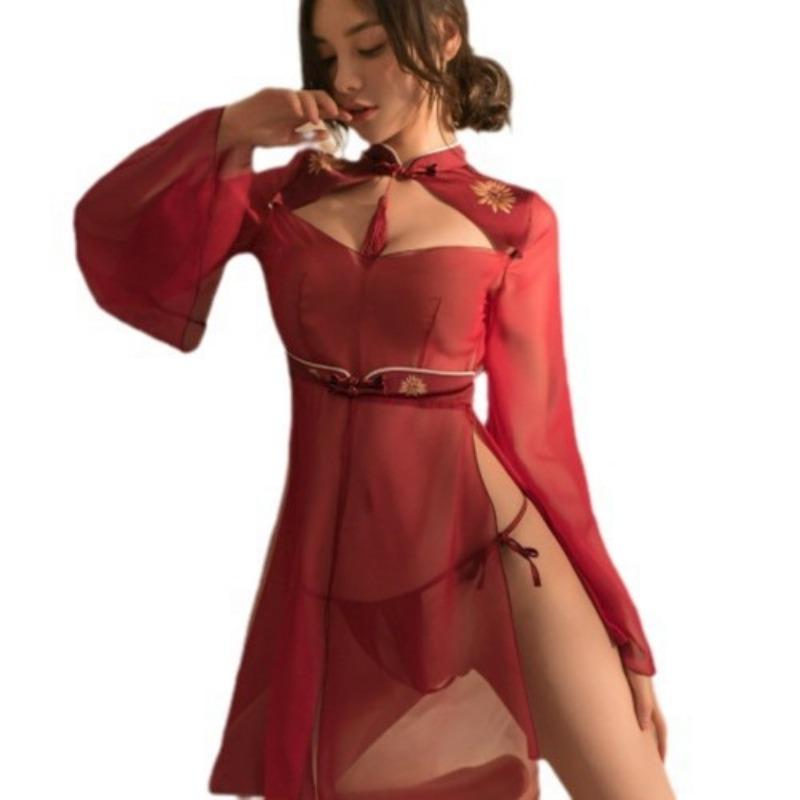 Erotic Underwear Antique Guochao Passion Sexy Suit Bed Belly Pocket Flirting Cheongsam Hanfu Uniform Women