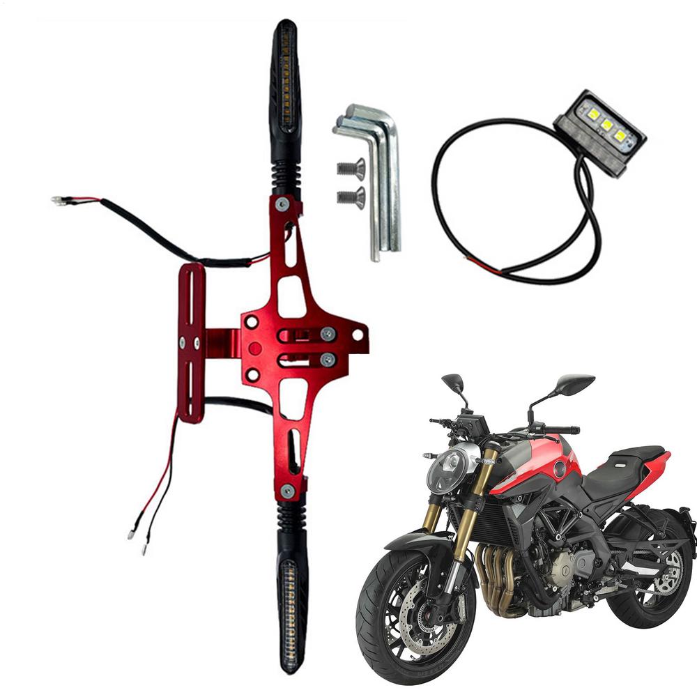 License Plate Holder Light Kit Tag Plate Frame Mount LED Turn Light Motorcycle Accessories Taillight Assembly Waterproof