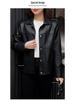 Women's High-End Leather Motorcycle Jacket - Slimming Short Style, Spring/Autumn 2025 Fashion