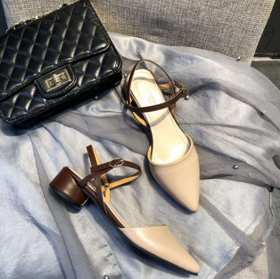 Women's New sandal 2026 Spring Summer Fashion Pointed Toe Headband Middle High Heel Shoes Women Style Rubber Leather Sandal