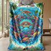 Ocean Turtle Journey Theme blanket Lightweight Warm Flannel Blanket Decorative Throw Blanket for Home Decoration