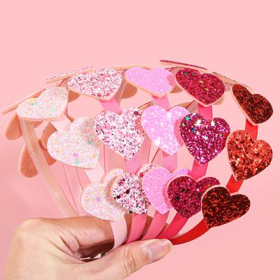 1/5 piezas Diademas de Corazón para Mujer Día de San Valentín Diademas con Forma de Corazón con Purpurina Diadema para Niñas para Fiesta Accesorios para el Cabello