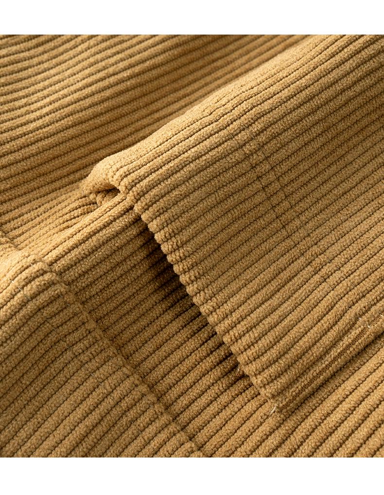 Unisex Spring Khaki Corduroy High-Waist Wide-Leg Shorts - Slimming Coffee Color, Single Button Closure