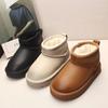 2025 Winter Genuine Leather Kids' Fleece-Lined Snow Boots - Warm, Thickened Short Boots for Boys and Girls