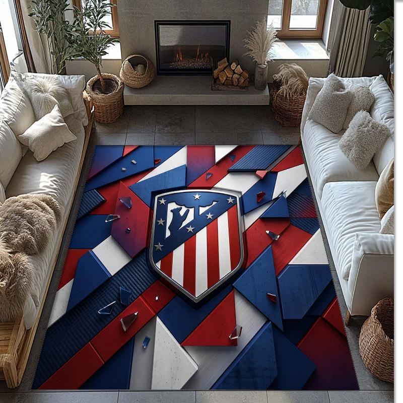 Atletico Madrid Printed Flannel Area Rug Non Slip Soft Polyester Floor Carpet Indoor Decor Mat for Bedroom Living Room Sofa Game Room Home Decoration