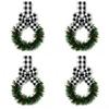 4/6Pcs Wreaths With Small Berries Christmas Wreath Hanging Cabinet Garland Reusable Versatile Decoration For Home Day