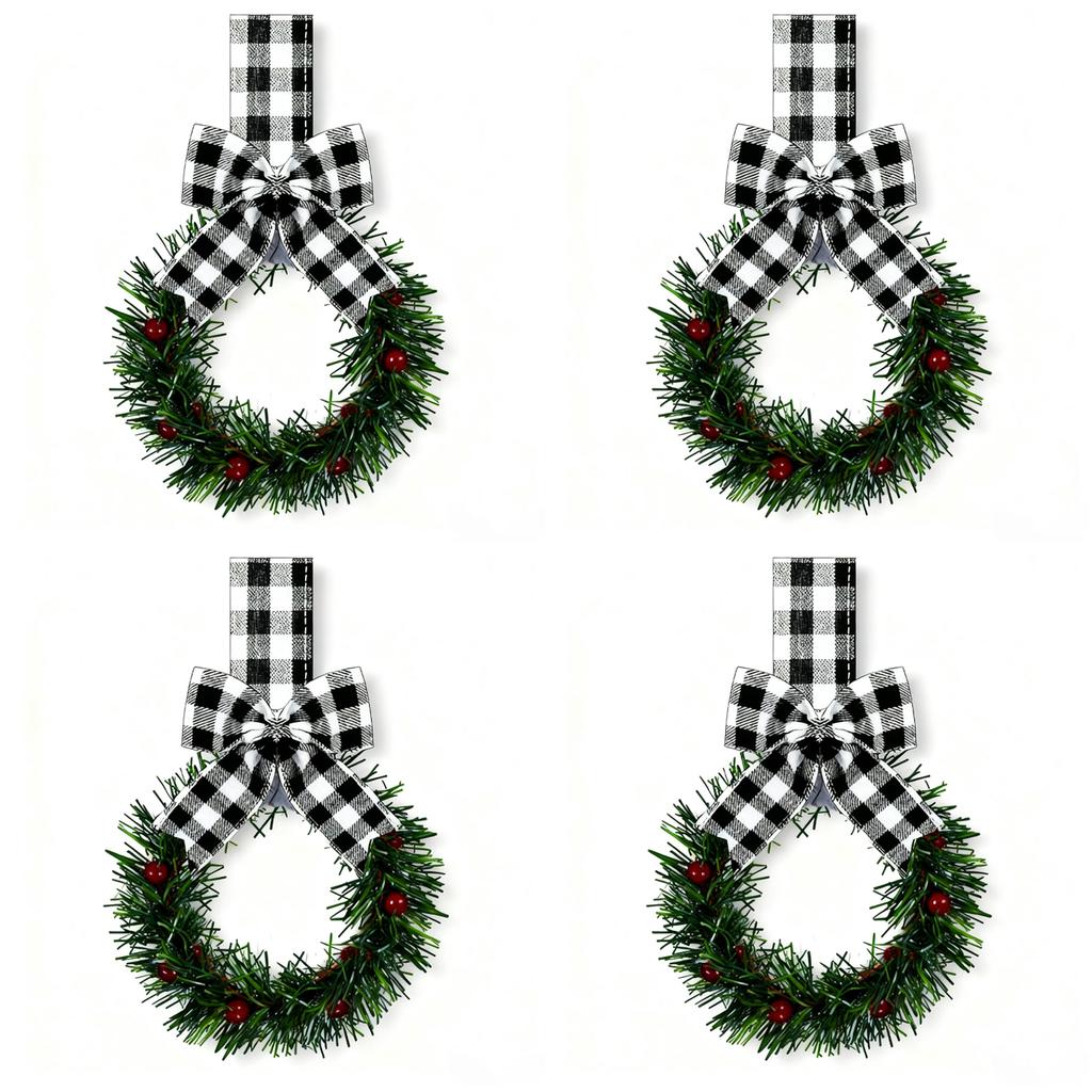 2026 New 4PCS/6PCS With Small Christmas Wreath Hanging Cabinet Garland Reusable Versatile For Home Thanksgiving Day