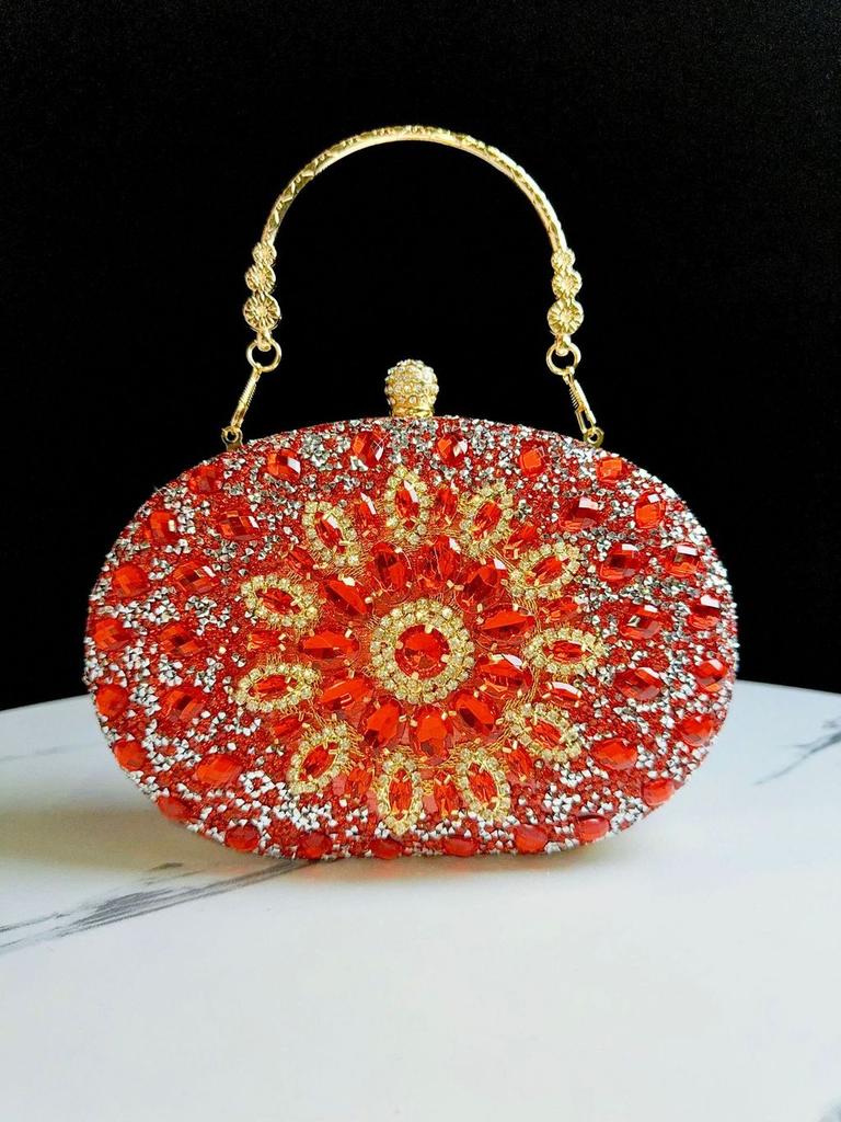 Pochette a Conchiglia con Strass Scintillanti e Catena per Eventi Serale