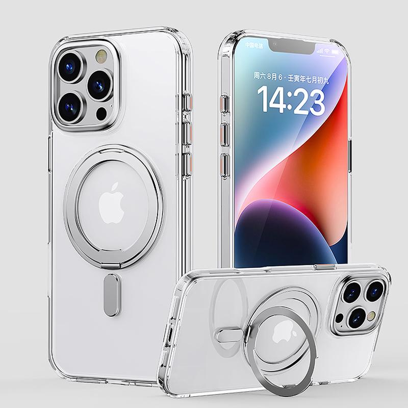 

Чохол-підставка з магнітним кільцем-кільцем, що обертається на 360°, для MagSafe та iPhone 16 Pro Max, прозорий матовий, ударостійкий, для задньої кришки телефону for iPhone 16 Pro