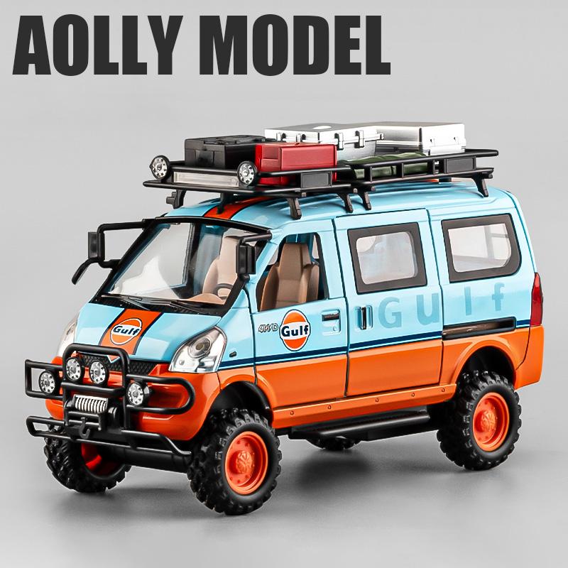 1/24 WuLing VAN Off-Road Vehicle Alloy Muscle Car Model Sound and Light Pull Back Children's Toy Collectibles Birthday Gift