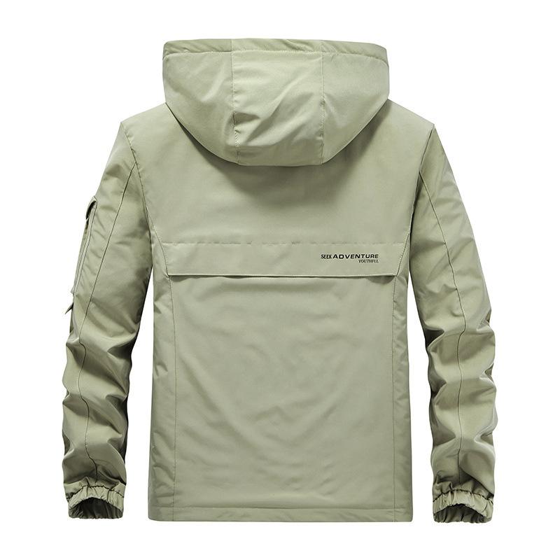 Autumn and Winter New Fleece Jacket Men's Military Tooling Large Size Multi-bag Can Be Off The Hat Thickened Jacket
