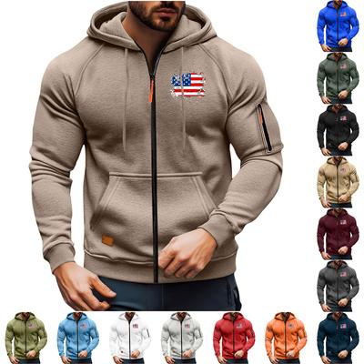Herr Fritid Långärmad Dragkedja Huvförsedd Hoodie Kappa Huvförsedd Huv