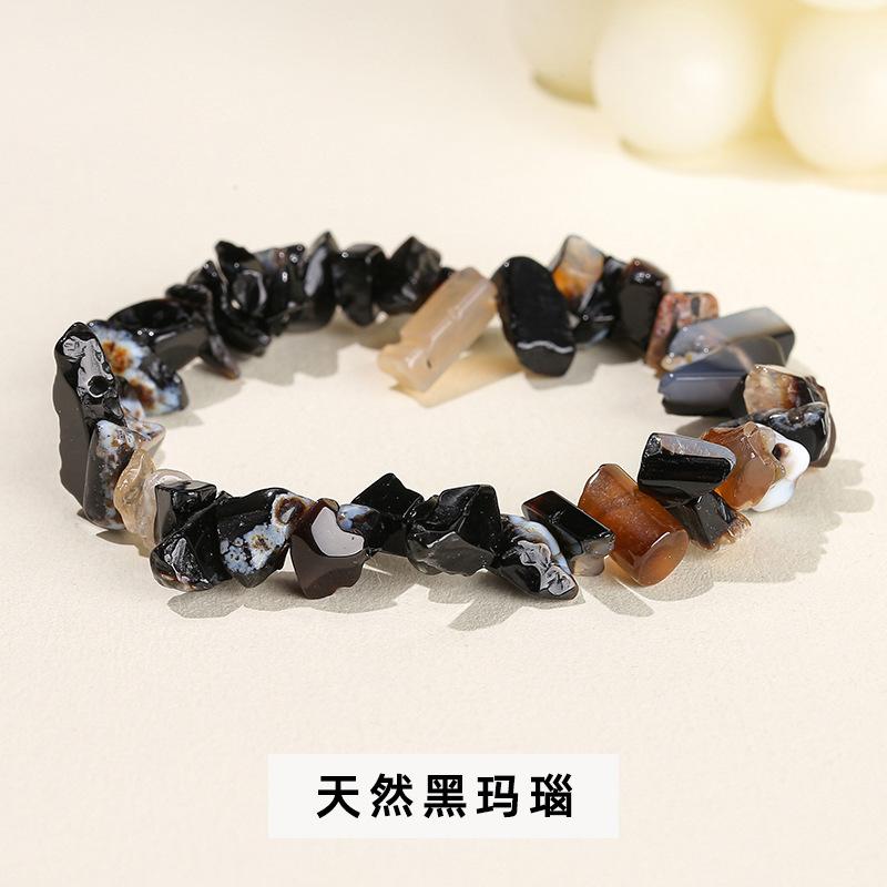 Natural Crystal Agate, Colorful Crushed Stone, Elastic Bracelet, Irregular, European and American Jewelry