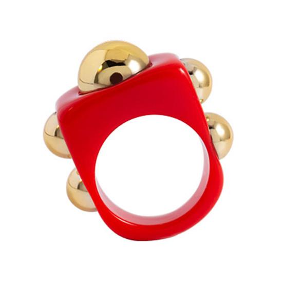 

Кольцо на палец с геометрическим узором, модное женское металлическое кольцо с шариком для вечеринки красный