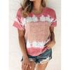 Women's Spring Summer Casual Round Neck Short Sleeve Print Plus Size Shirt Top