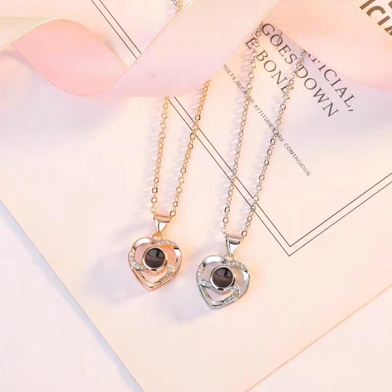 100 Languages 'I Love You' Projection Necklace - Titanium Steel, Colorfast, Fashionable Clavicle Chain for Women