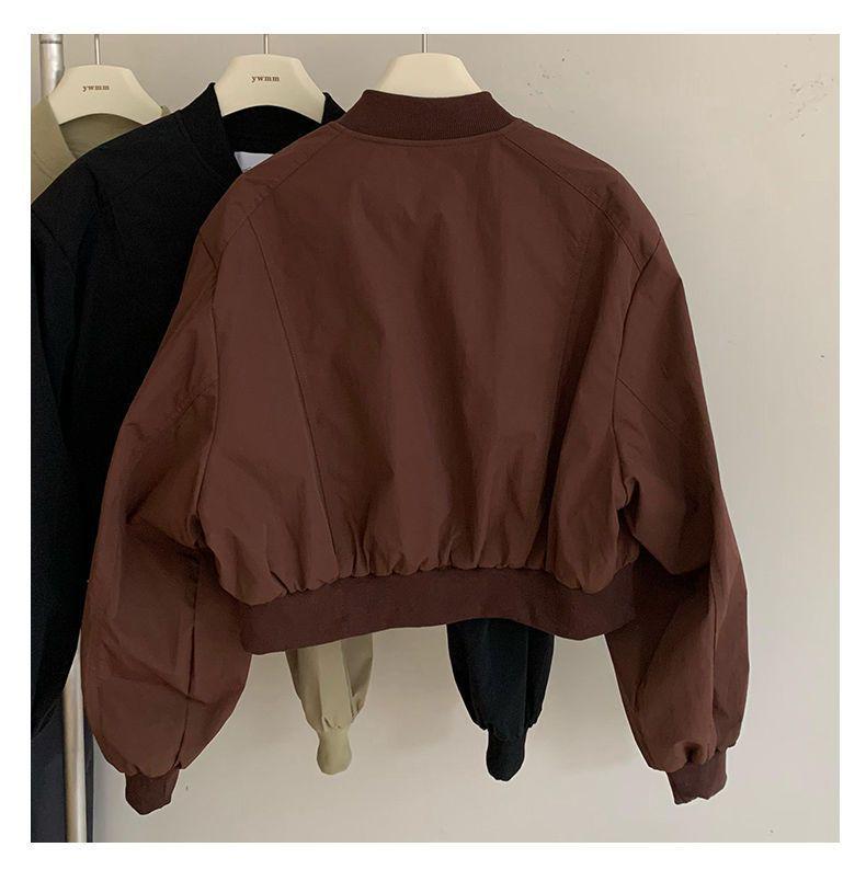 Autumn 2025 Korean Style Petite Slimming Short Baseball Jacket for Women