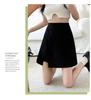 2024 Summer Plus Size High-Waist A-line Skort - Black Midi with Slit