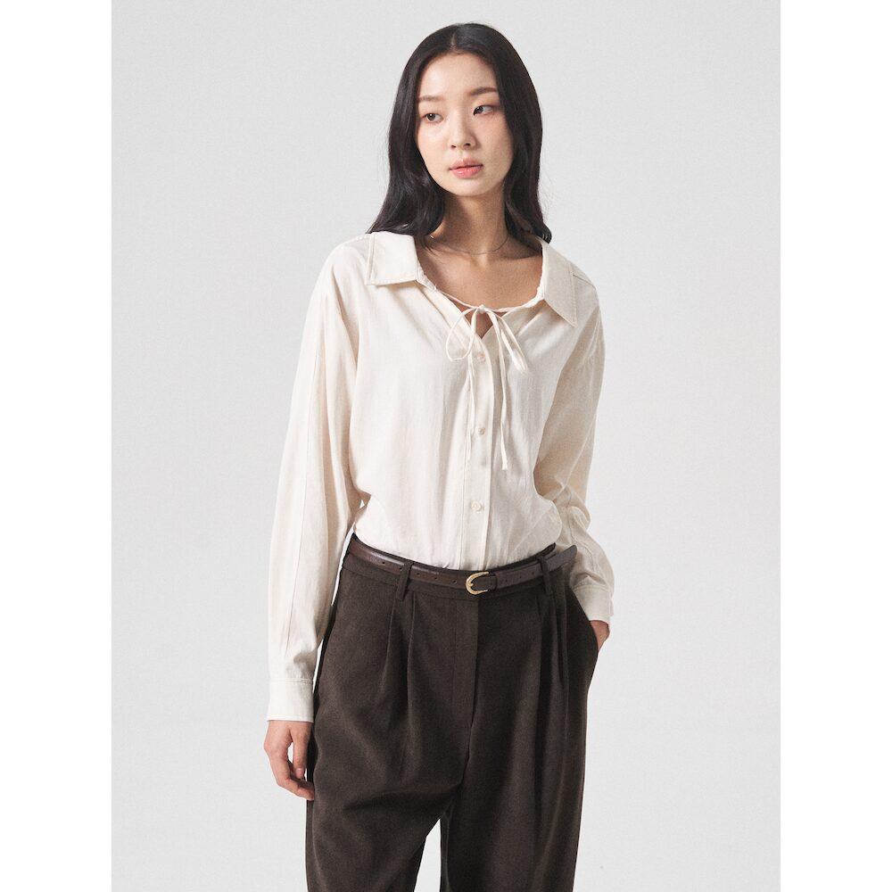 8Seconds Ribbon Tie Long Sleeve Shirt Ivory Ivory/S
