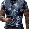 3D printing new men's fashion casual simple short-sleeved T-shirt comfortable breathable cherry blossom print short sleeve