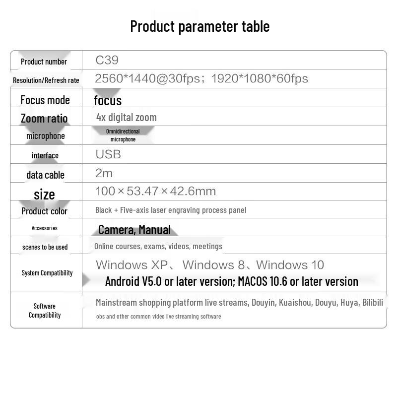 AONI C39 4K USB Webcam with Auto Focus & Dual Microphones