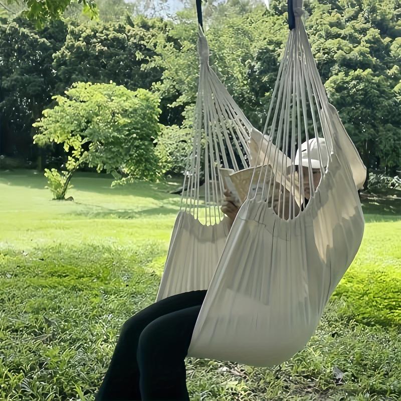 1Pcs Portable Fabric Hammock Swing Chair with Anti Rollover Storage Bag for Indoor Outdoor Garden Patio Dormitory Leisure