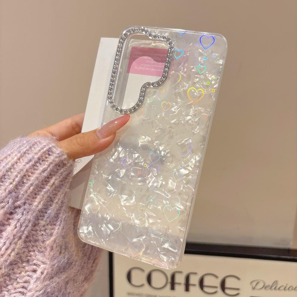 Aurora Love Heart Butterfly Case for Samsung Galaxy S26 S25 Ultra S24 Plus S23 FE A55 A56 A16 A54 A35 Laser Shell Pattern Cover