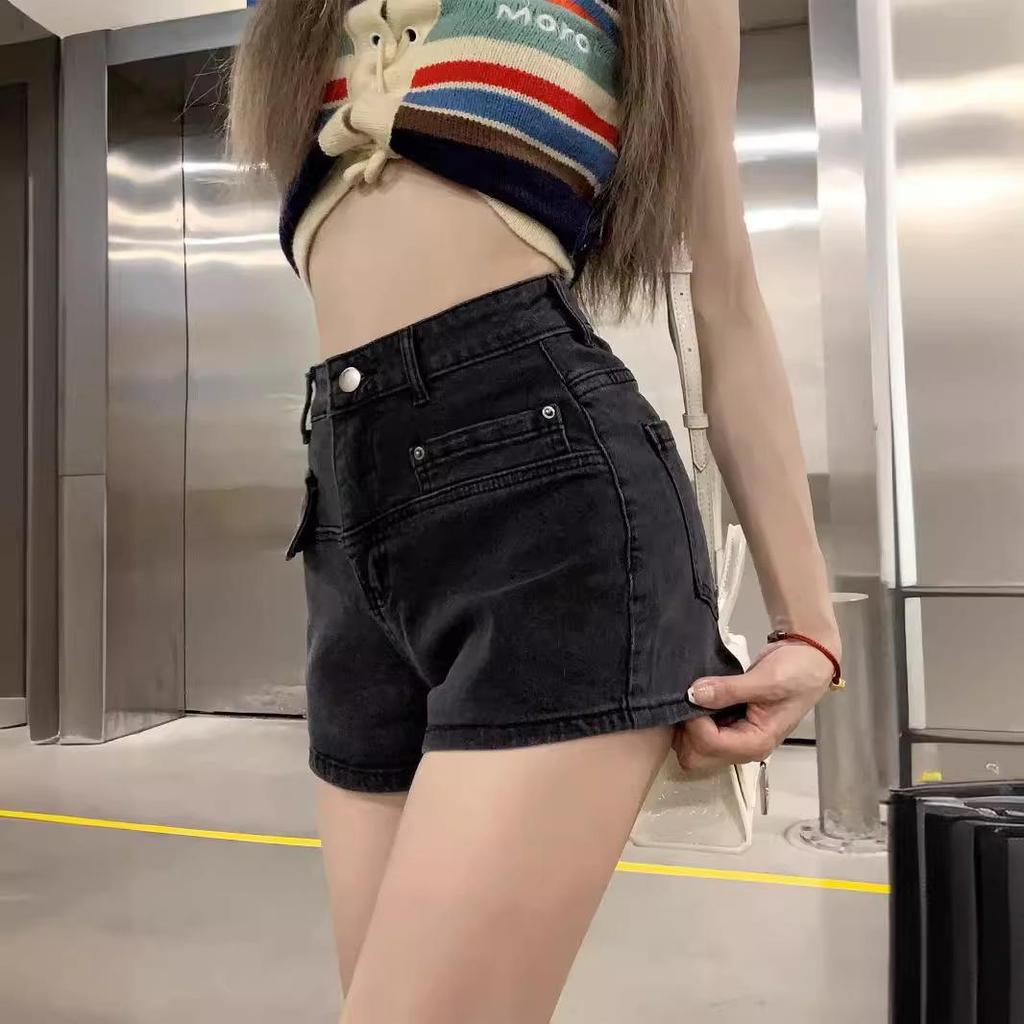 Spicy Girl Retro High Waist Denim Shorts: Women's Summer A-Line Slimming Wide Leg Trend