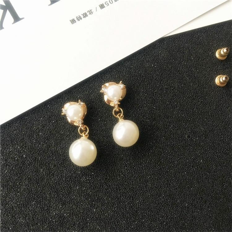 Cross Imitation Pearl Female Elegant Earrings Simple Temperament Korean Fashion Sweet Delicate Earrings Bride Wedding Jewelry
