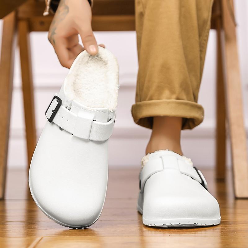 Nové Zimní Pánské Domácí Bavlněné Pantofle s Měkkou Podrážkou, Protiskluzové Platformové Nazouváky, Teplé Plyšové Pantofle