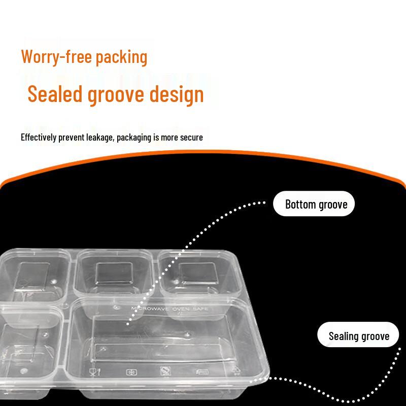 WS Disposable 5-Compartment Takeout Lunch Box