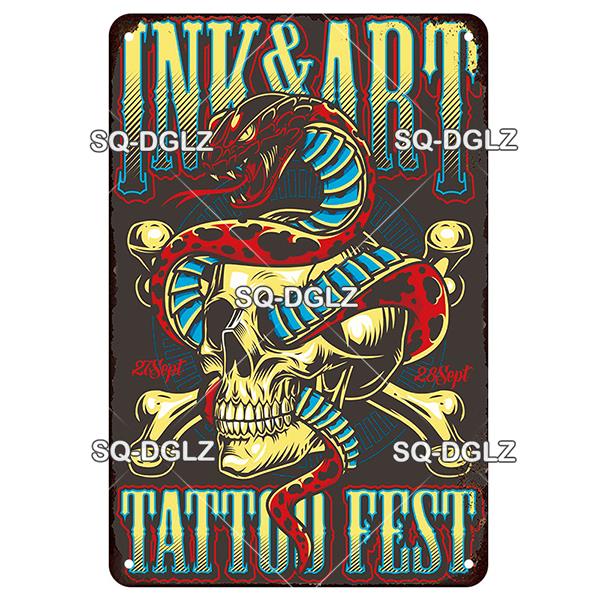 [SQ-DGLZ] Tattoo Styles Metal Sign Vintage Plaque Tin Sign Plate Wall Decor For Bar Club Man Cave Art Painting Travel Poster