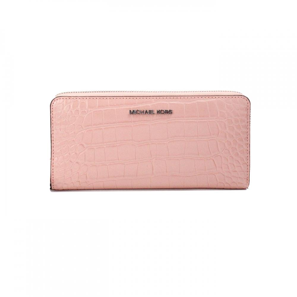 

Michael Kors Jet Set Большой розовый кожаный женский кошелек с животным принтом на запястье, мульти