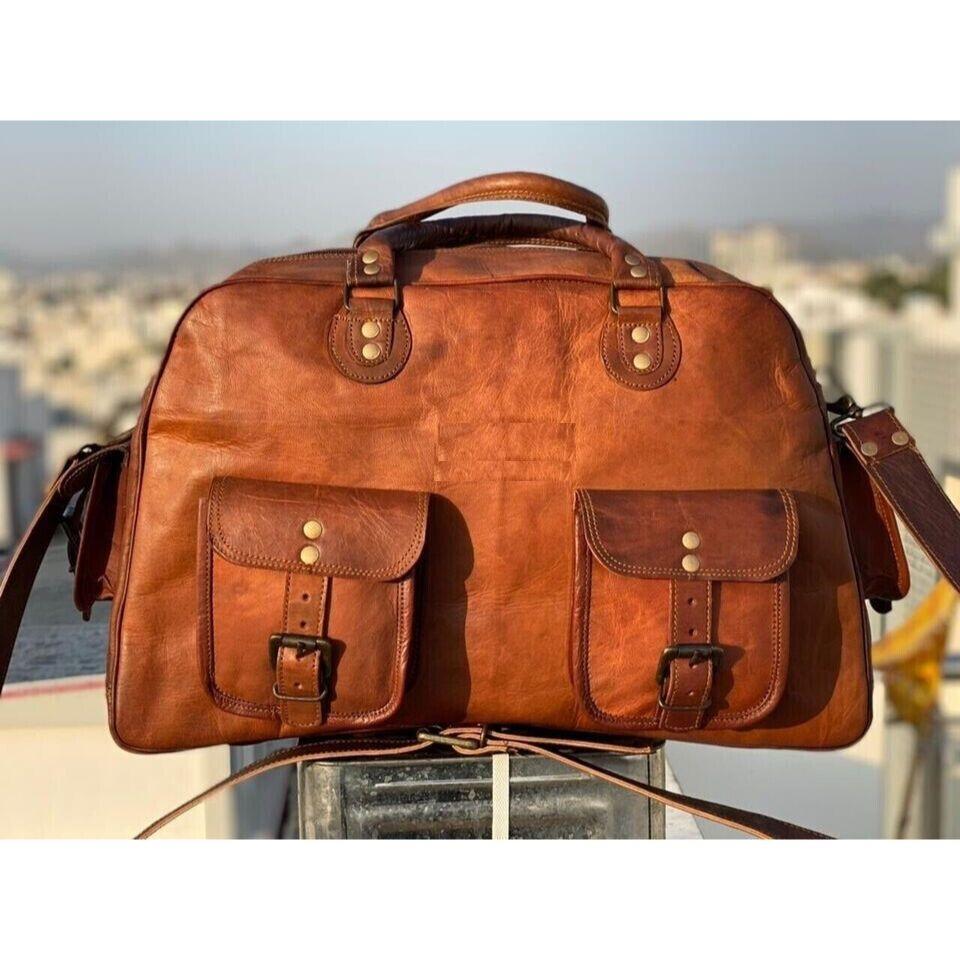 Handgemachtes Reisegepäck aus echtem Leder, Weekender, Weekender, Turnbeutel