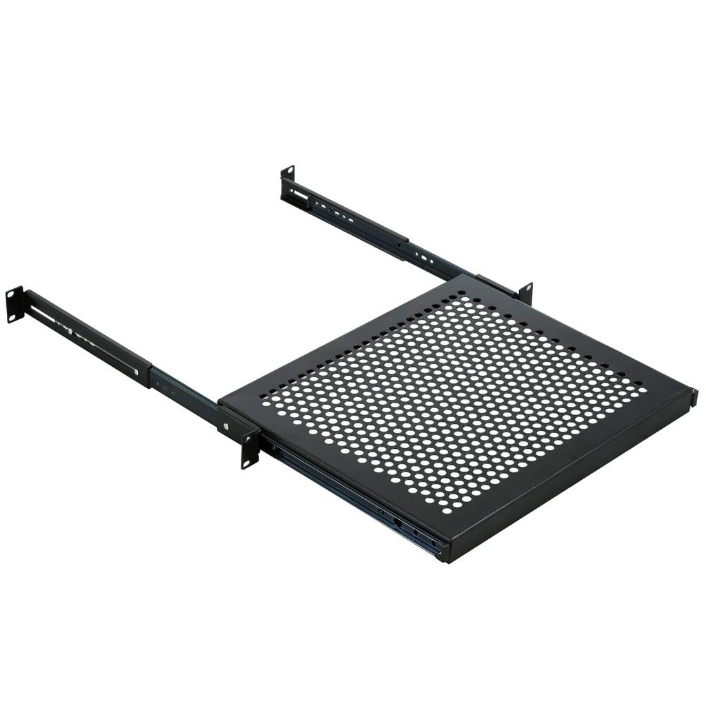 Kikutani 19-inch Rack Mount Sliding Mesh Tray, 1U, Black, STR-268