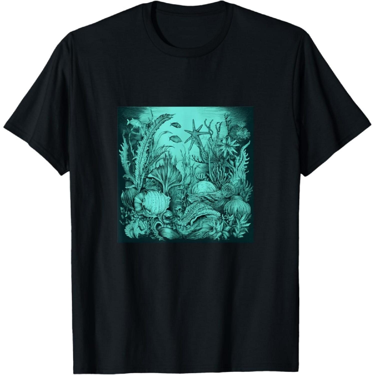 

Mystical Underwater World Hand-Drawn Ocean Life Illustration T-Shirt XXXXXL чорний