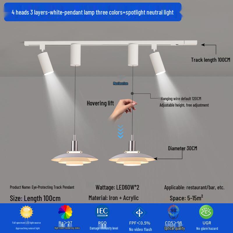 Adjustable Retractable Nordic Pendant Light - Creative Bar Island Flying Saucer Design