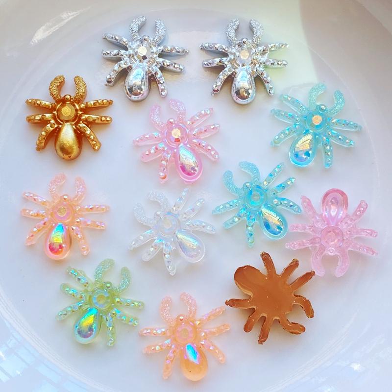 50pcs New Cute Resin Mini Little Spider Flat back Cabochon Scrapbook Kawaii DIY Embellishments Accessories