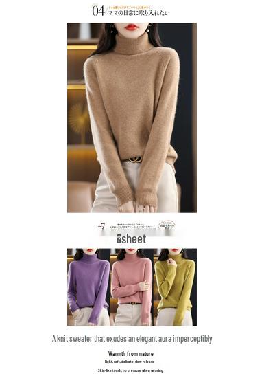 Women's High Neck Raglan Sleeve Sweater - Korean Style Knit Base Layer for Autumn and Winter