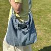 Korean Version of Simple Washed Denim Retro Large-capacity Men's and Women's Tutoring Bags Shopping Bags Shoulder Messenger Bags