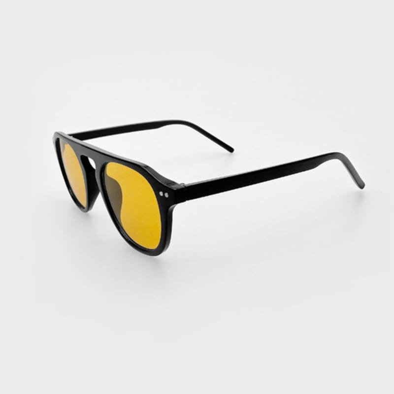 KOLEAT WOMEN Layered Horn-Rimmed Black Big Round UV-Blocking Tinted Sunglasses [BRCOR]