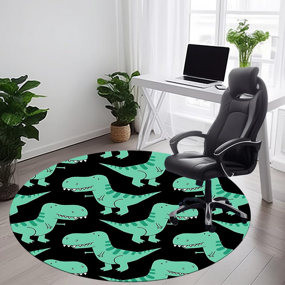 1 Stück Büro-Rundteppich mit Dino-Muster, Indoor-Matte geeignet für Büro, unter Bürostühlen, Schlafzimmer, Wohnzimmer, Heimdekoration, Raumdekoration, n52