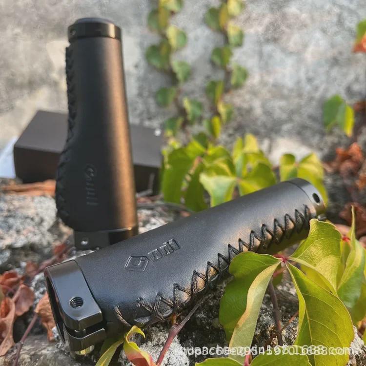 Retro Leather Shock-Absorbing Long-Distance Mountain Bike Grips