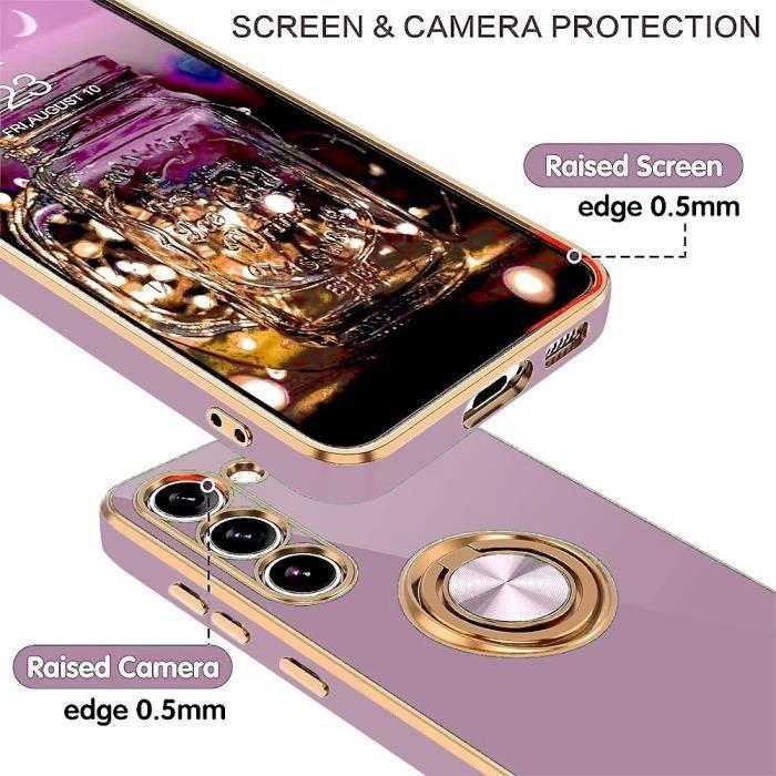 Coque - BOOLING - pour Samsung Galaxy A14 4G/5G - Silicone Liquide - Violet - Support Rotatif