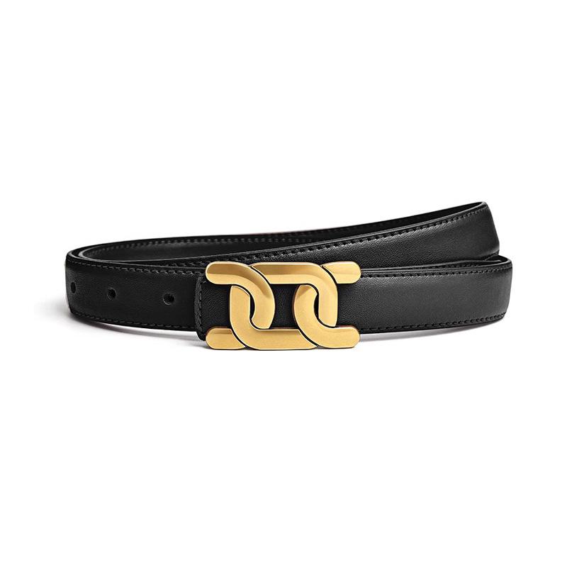 Women's Genuine Cowhide Leather Fashion Belt - Simple, All-Match Style for Suits and Pants.