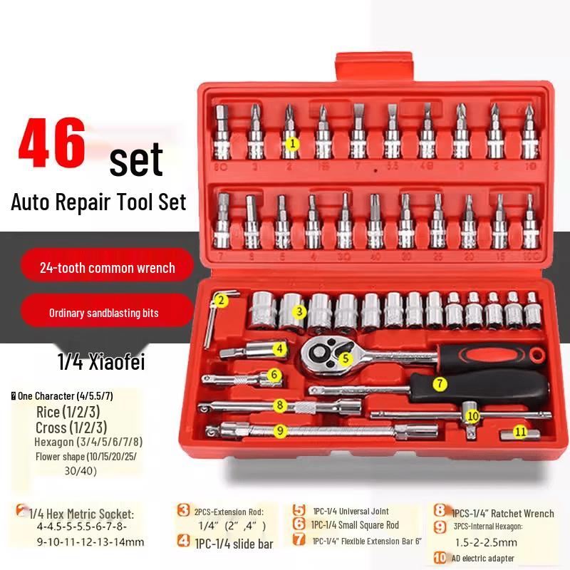 BUFAN 46-Piece Quick Ratchet Socket Tool Set