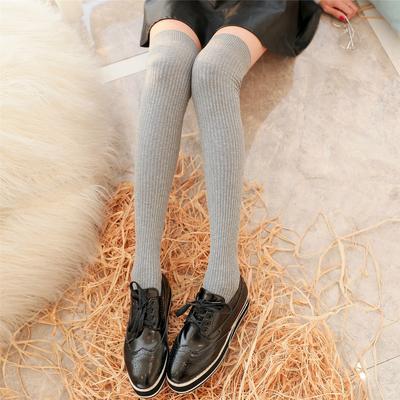 Japan and South Korea Thin Vertical Strip Knee Socks Autumn and Winter New Japanese Drawstring Thin Stockings College Wind Cotton Women's Socks Tide